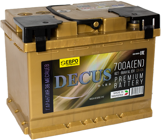 Автомобильный аккумулятор DECUS 66 Ah (0) 700A L2 6CT-66 / 066 255 K11 D - фото
