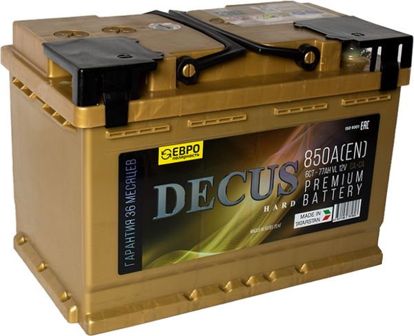 Автомобильный аккумулятор DECUS 77 Ah (0) 850A L3 6СТ-77 / 077 255 K11 D - фото