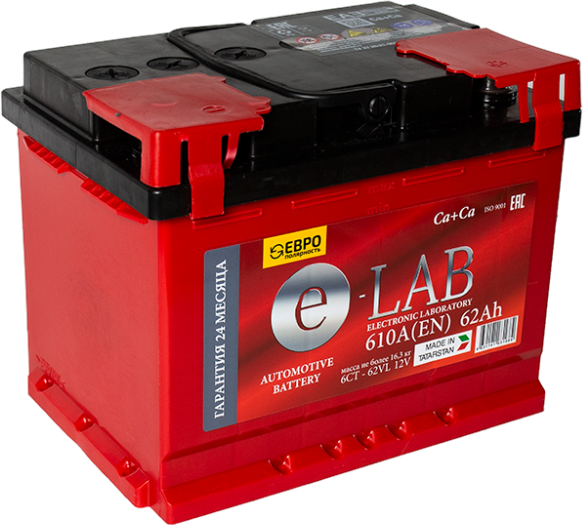 Автомобильный аккумулятор E-Lab (0) 610A L2 6CT-62 / 062 112 K11 E - фото