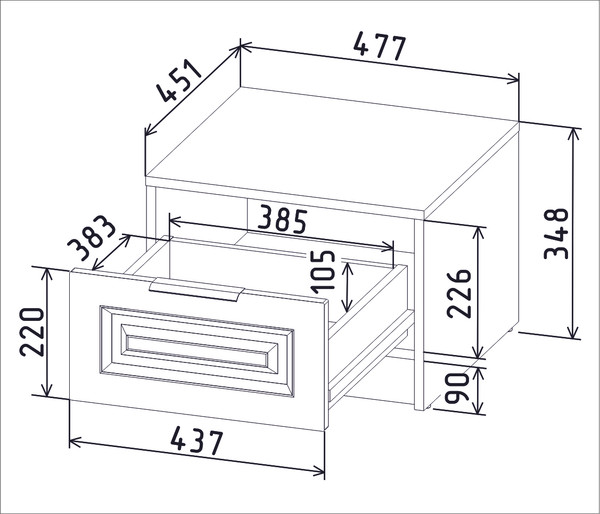 Прикроватная тумба Интерлиния Концепт КТ-ТК1-35 Деко