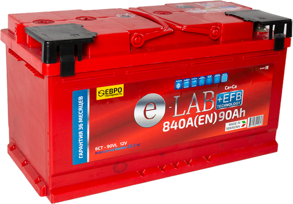 Автомобильный аккумулятор E-Lab +EFB 90 Ah (0) 840A L5 6СТ-90 / 090 111 K11 E - фото