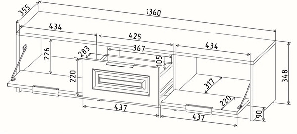 Тумба Интерлиния ТВ Концепт КТ-ТВ3-35 Деко