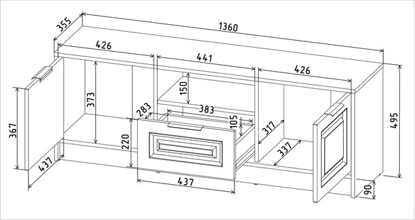 Тумба Интерлиния ТВ Концепт КТ-ТВ3-50 Деко