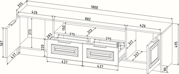 Тумба Интерлиния ТВ Концепт КТ-ТВ4-50 Деко