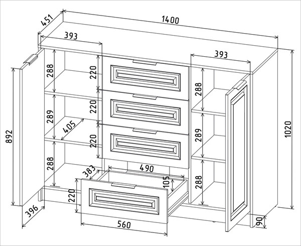 Тумба Интерлиния Концепт КТ-Т140 Деко