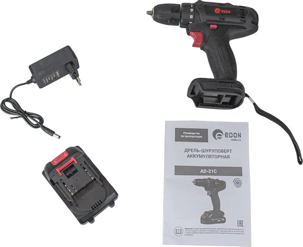 Аккумуляторная дрель-шуруповерт Edon AD-21C / 15419