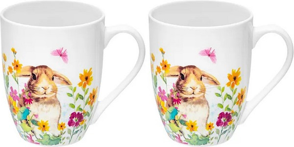 Набор кружек Elan Gallery Кролик в цветочном поле / 880249 - фото