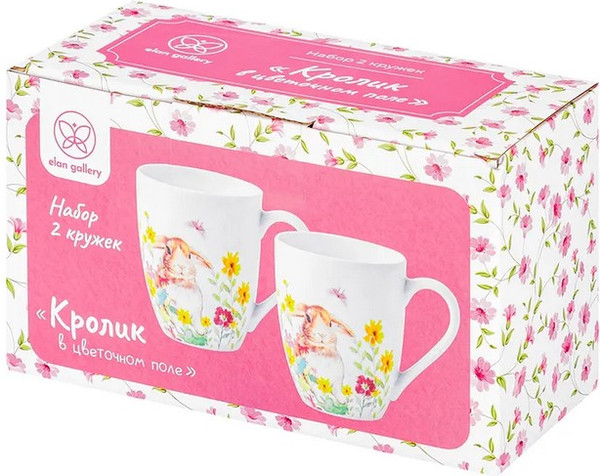 Набор кружек Elan Gallery Кролик в цветочном поле / 880249