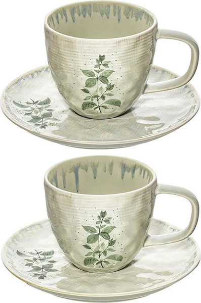 Чашка с блюдцем Elan Gallery Лимонная мята / 880254