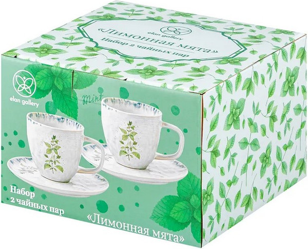 Чашка с блюдцем Elan Gallery Лимонная мята / 880254