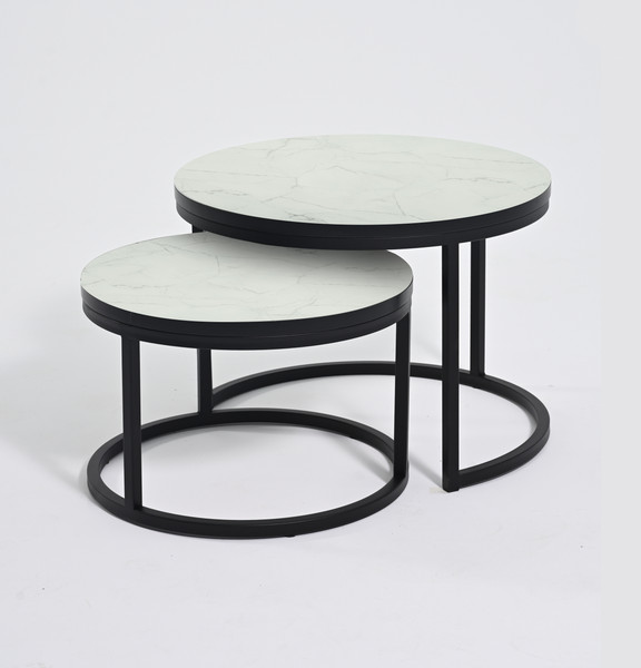 Комплект журнальных столиков Мир стульев №6 (черный муар/жемчужный перито)