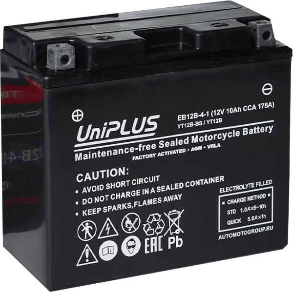Мотоаккумулятор UniPLUS HP (1) 165A YT12B-BS / EB12B-4-1 - фото