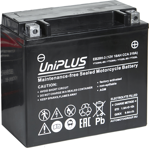 Мотоаккумулятор UniPLUS HP (0) 310A YTX20L-BS / EB20H-3 - фото