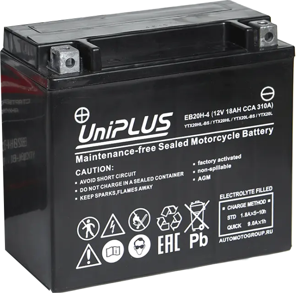 Мотоаккумулятор UniPLUS HP (1) 310A YTX20-BS / EB20H-4 - фото