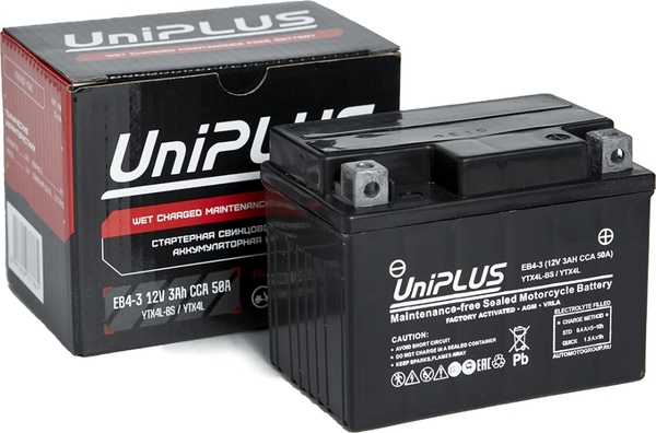 Мотоаккумулятор UniPLUS HP (0) 50A YTX4L-BS / EB4-3