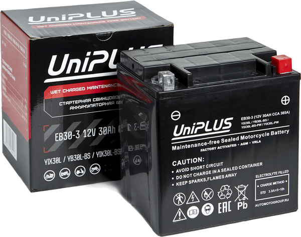 Мотоаккумулятор UniPLUS HP (0) 385A YIX30L / EB30-3
