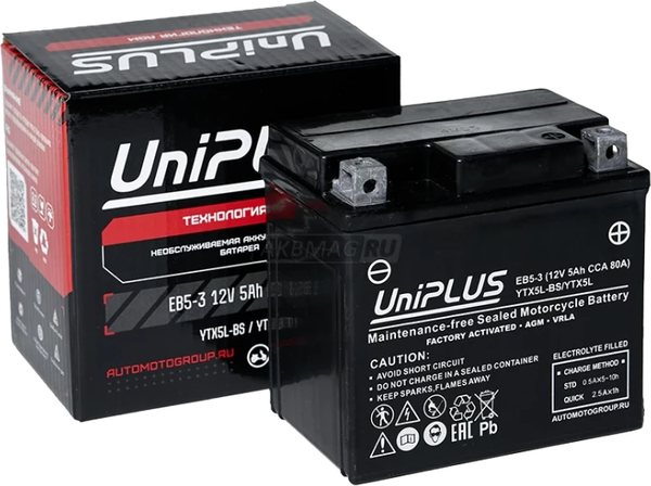 Мотоаккумулятор UniPLUS HP (0) 70A YTX5L-BS / EB5-3
