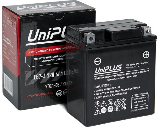 Мотоаккумулятор UniPLUS HP (0) 85A YTX7L-BS / EB7-3