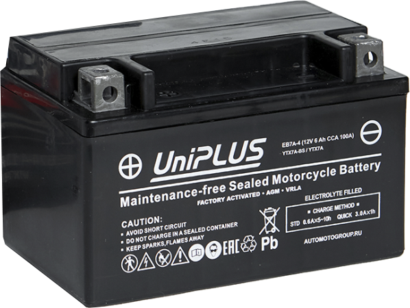 Мотоаккумулятор UniPLUS HP (1) 100A YTX7A-BS / EB7A-4  - фото