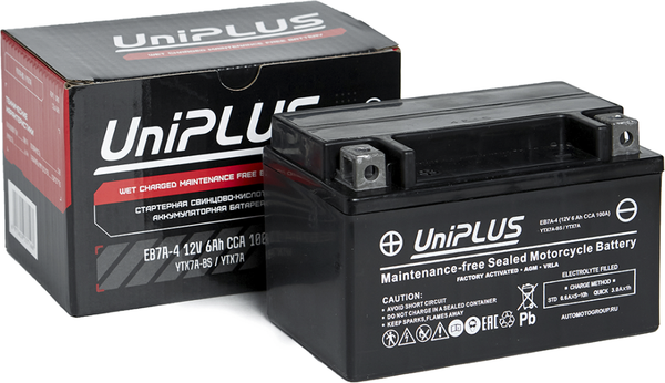 Мотоаккумулятор UniPLUS HP (1) 100A YTX7A-BS / EB7A-4 