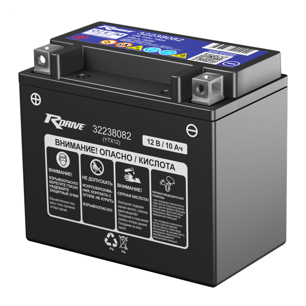 Мотоаккумулятор RDrive AGM (1) вспомогательный 180A YTX12 / 32238082 - фото