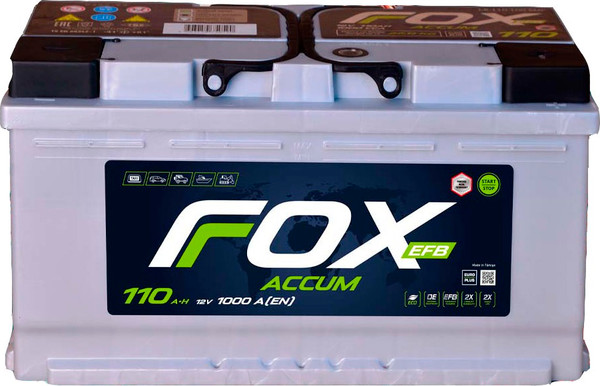 Автомобильный аккумулятор FOXACCUM EFB 110 Ah (0) низкий 1 000A LB5 / 12V110 AH/LB5-SMF - фото