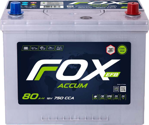 Автомобильный аккумулятор FOXACCUM EFB Asia 80 Ah (0) 750A D26 / 12V80 AH/N50 - фото