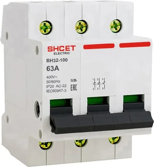 Выключатель нагрузки SHCET ВН32-100 3Р 80А / S0000349 - фото