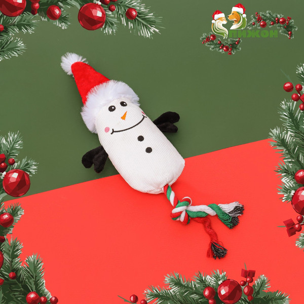 Игрушка для собак Sima-Land Снеговик с канатом / 9586984 - фото