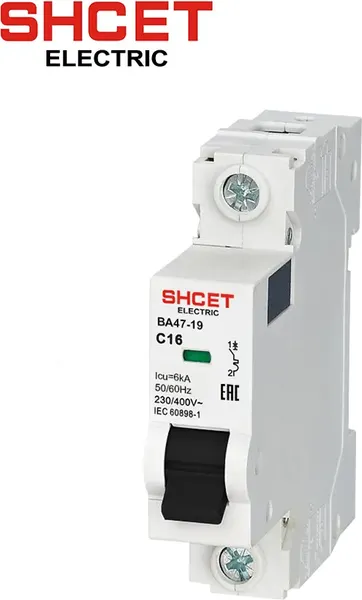 Выключатель автоматический SHCET ВА 47-19 1Р 20А 6kA хар.С / S0000051 - фото
