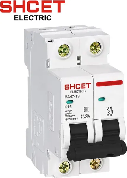 Выключатель автоматический SHCET ВА 47-19 2Р 2А 6kA хар.С / S0000090 - фото