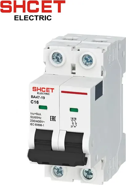 Выключатель автоматический SHCET ВА 47-19 2Р 6А 6kA хар.B / S0000110 - фото
