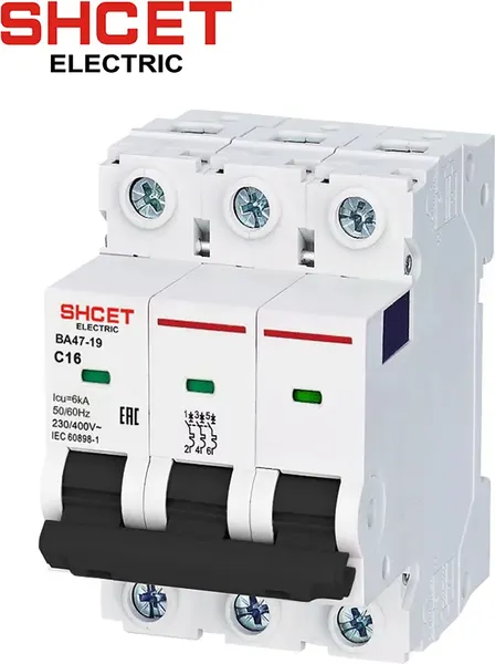 Выключатель автоматический SHCET ВА 47-19 3Р 5А 6kA хар.D / S0000173 - фото