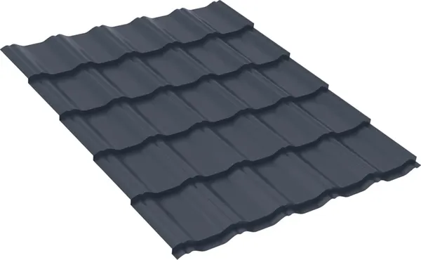 Металлочерепица Скайпрофиль Модульная Вилейская Волна 350x25 Эконом Плюс-Пэ-мат RAL7024 - фото