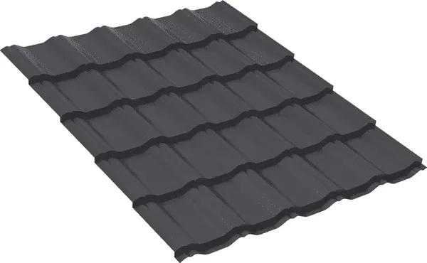 Металлочерепица Скайпрофиль Модульная Вилейская Волна 350x25 Эконом Плюс-Пэ-мат RAL9005 - фото