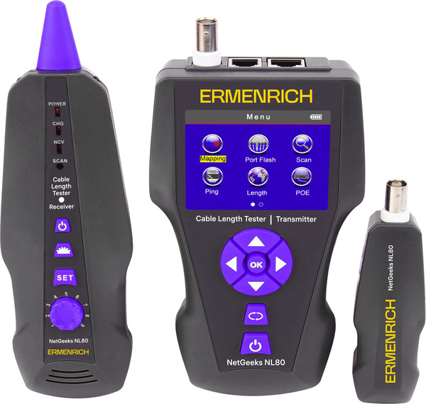 Кабельный тестер Ermenrich NetGeeks NL80 Измеритель длины кабеля / 85673 - фото
