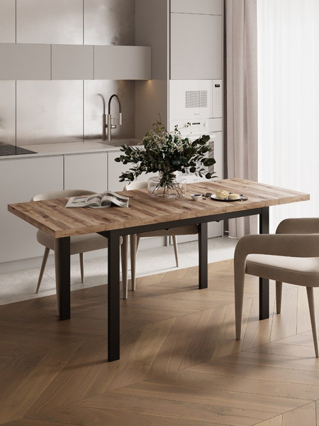 Обеденный стол Senira Велес 120x75 (береза сандал/опора черный)