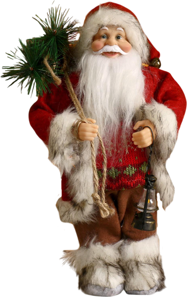 Фигура под елку Зимнее волшебство Дед Мороз В красной шубке, с фонариком и мешочком / 3555419 - фото