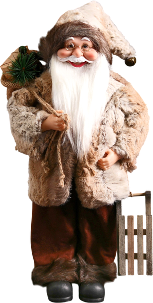 Фигура под елку Зимнее волшебство Дед Мороз В меховом колпачке, подарками и санками / 7856771 - фото