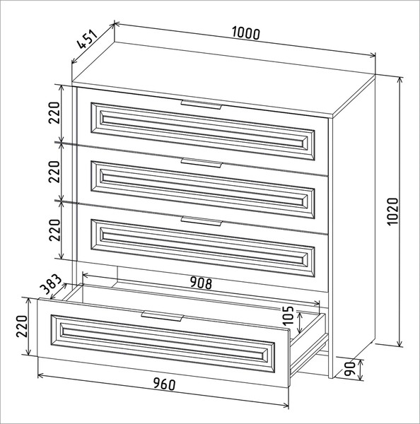 Комод Интерлиния Концепт КТ-К100 Деко