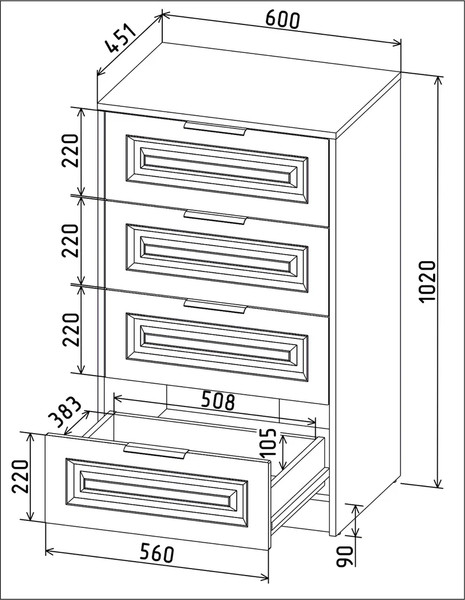 Комод Интерлиния Концепт КТ-К60 Деко