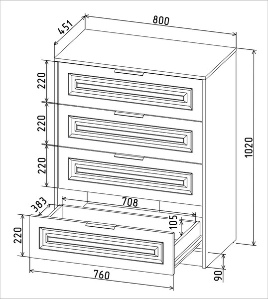 Комод Интерлиния Концепт КТ-К80 Деко