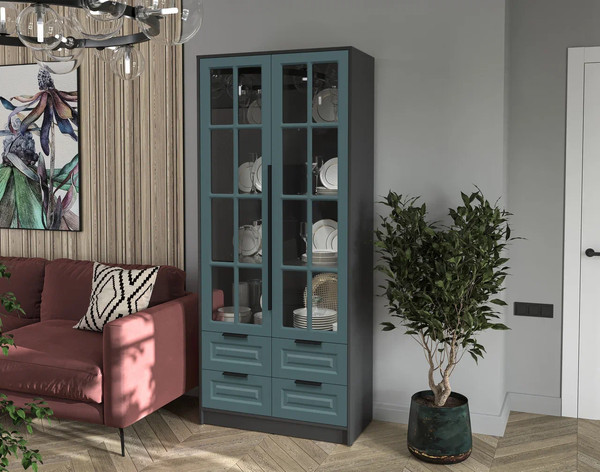 Шкаф с витриной Интерлиния Концепт КТ-ШВ2 Деко