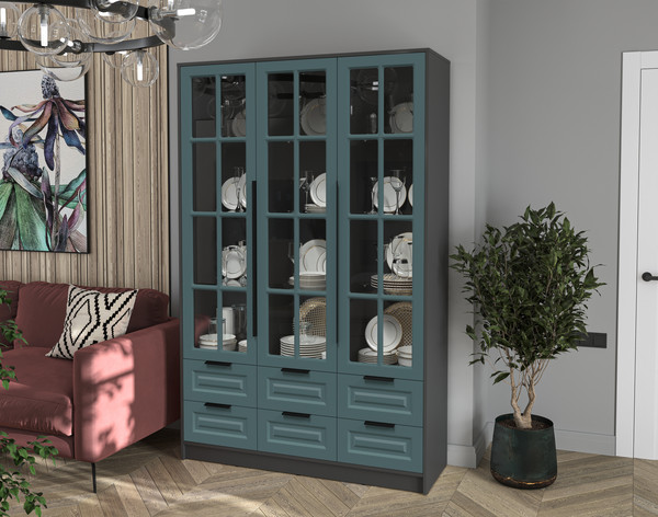 Шкаф с витриной Интерлиния Концепт КТ-ШВ3 Деко