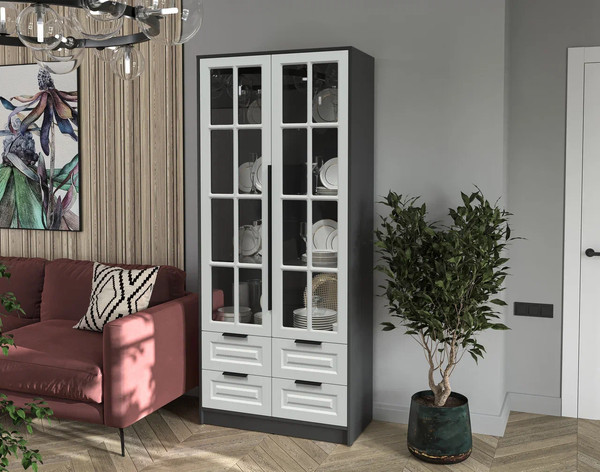 Шкаф с витриной Интерлиния Концепт КТ-ШВ2 Деко