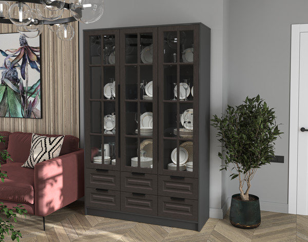 Шкаф с витриной Интерлиния Концепт КТ-ШВ3 Деко