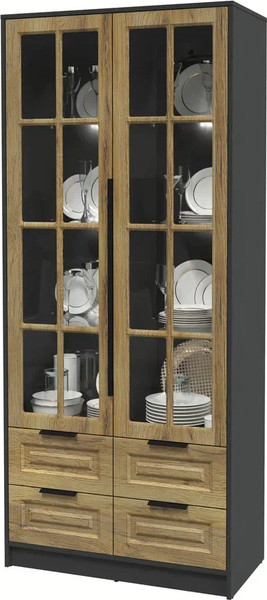 Шкаф с витриной Интерлиния Концепт КТ-ШВ2 с подсветкой Деко