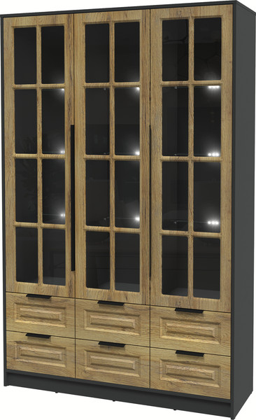 Шкаф с витриной Интерлиния Концепт КТ-ШВ3 с подсветкой Деко - фото