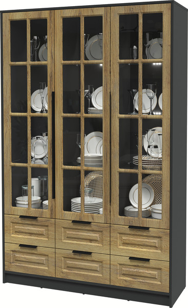 Шкаф с витриной Интерлиния Концепт КТ-ШВ3 с подсветкой Деко