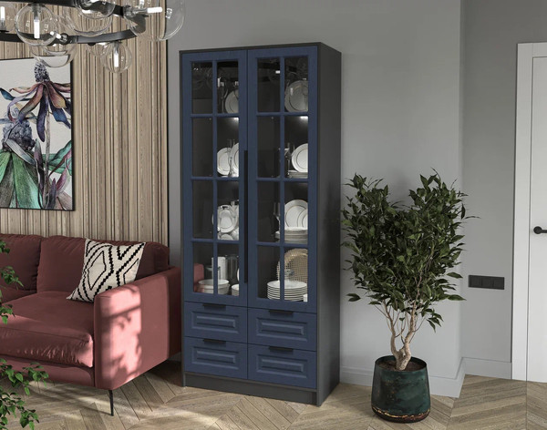 Шкаф с витриной Интерлиния Концепт КТ-ШВ2 с подсветкой Деко